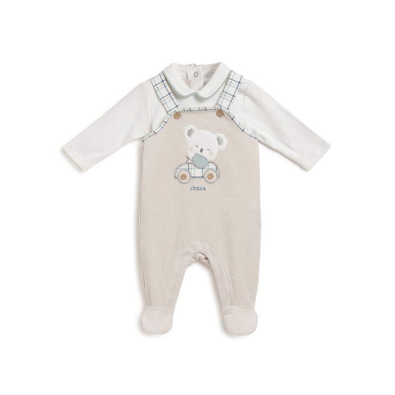 Boys Medium Natural Solid Bodysuit With Babysuit image number 0